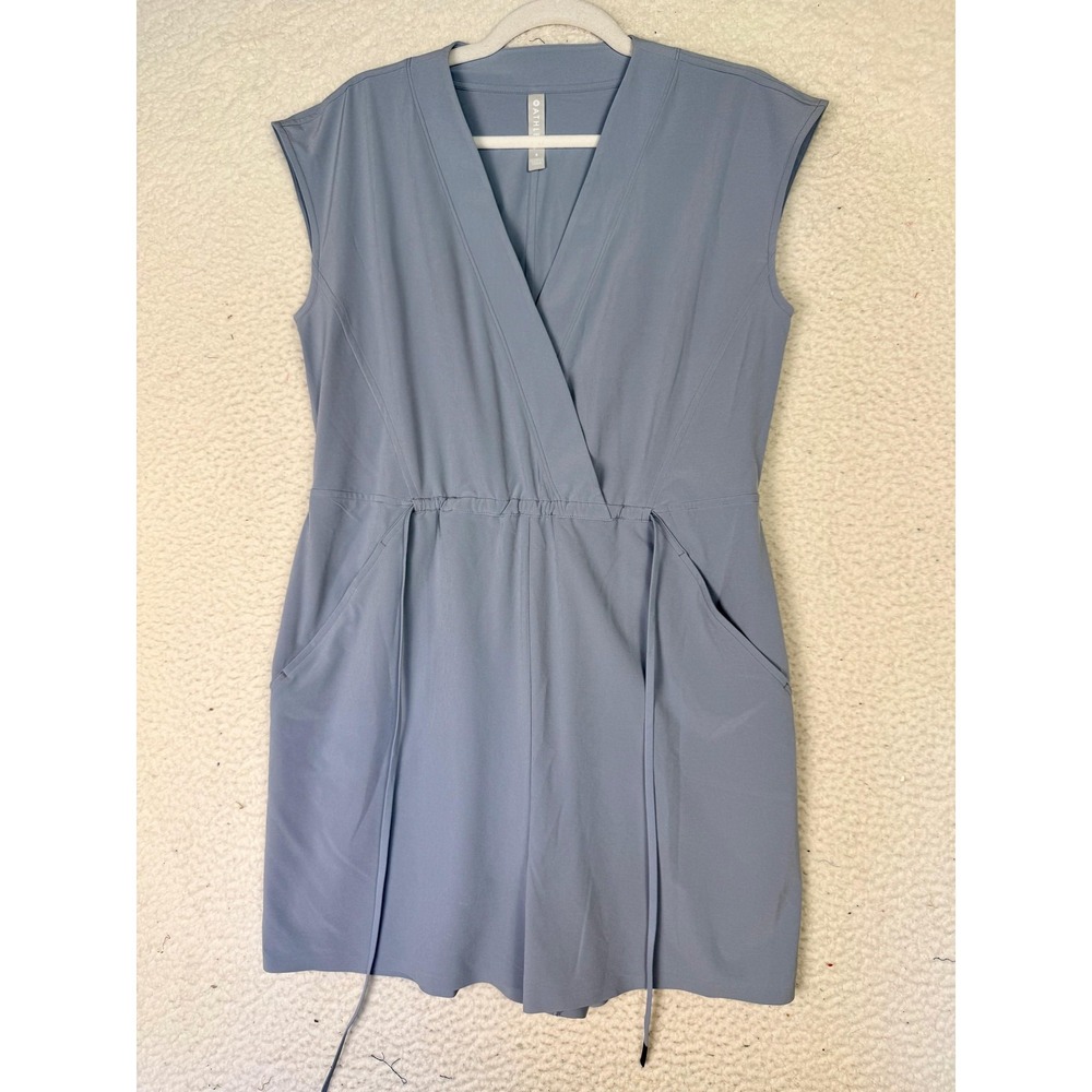 Athleta Romper Womens S Blue V-Neck Sleeveless Pockets Jersey Casual Summer